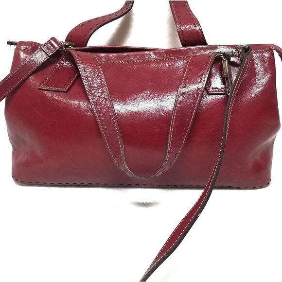 VINTAGE Fossil Red Distress Leather Crossbody Bag - Picture 3 of 15